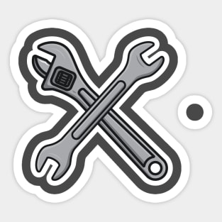 Adjustable Wrench with Wrench tool vector illustration. Mechanic and Plumber working tool equipment objects icon concept. Wrench and Adjustable Wrench tool in cross sign vector design. Sticker